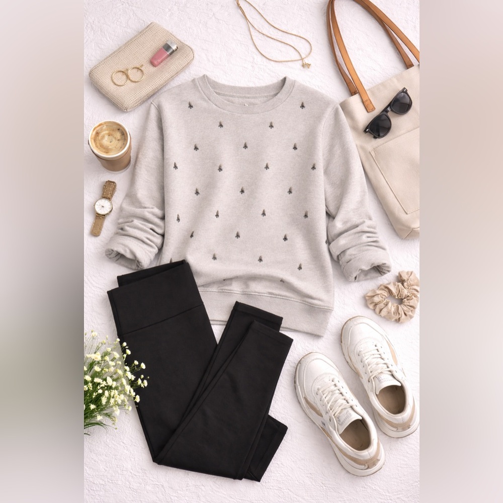 J.Crew Jewel Embellished Sweatshirt Small Heather Gray - Picture 4 of 5